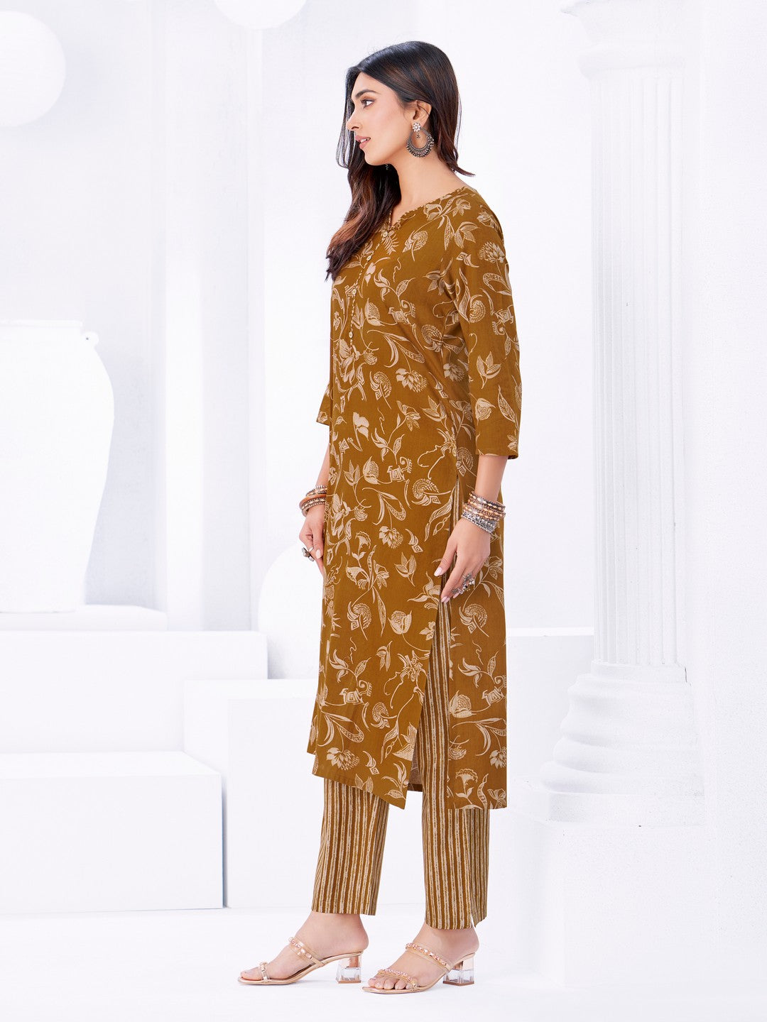 Larqi Women Pure Cotton Yellow 3 Pcs Set
