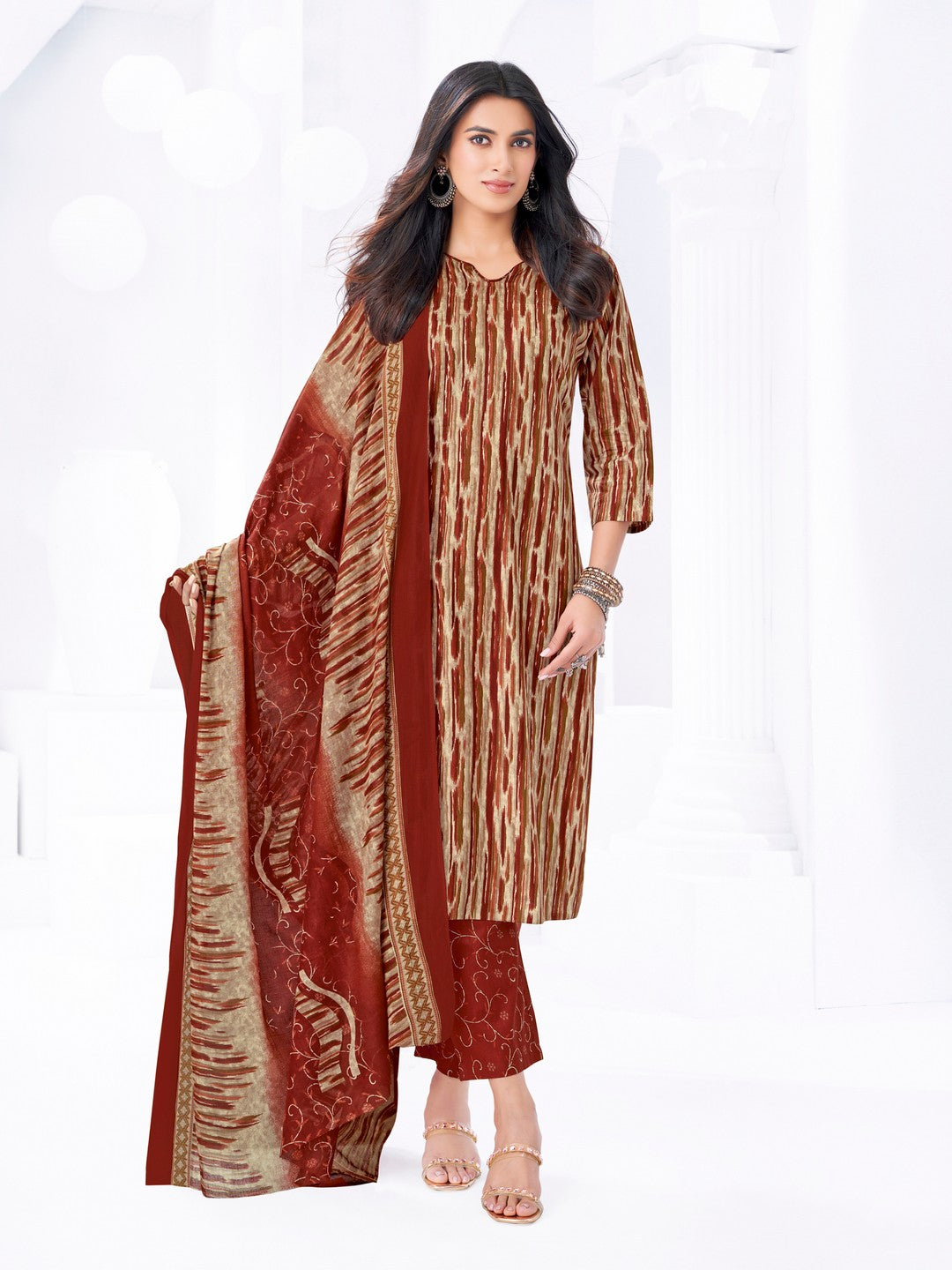 Larqi Women Pure Cotton Orange 3 Pcs Set