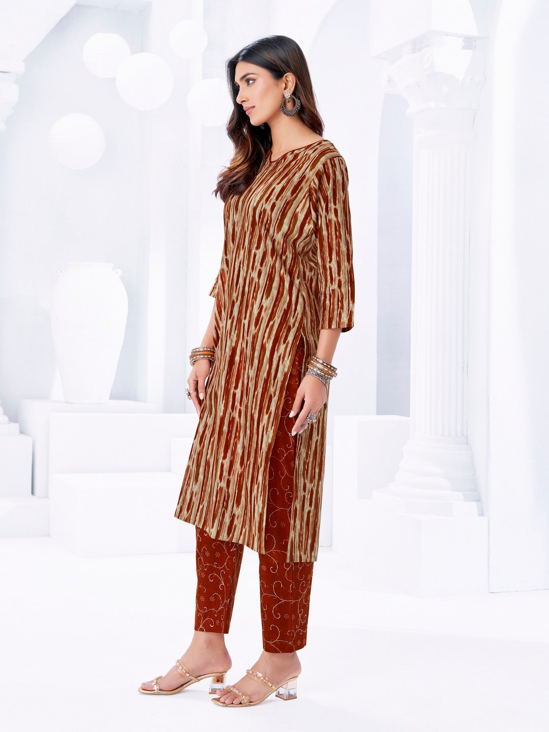 Larqi Women Pure Cotton Orange 3 Pcs Set