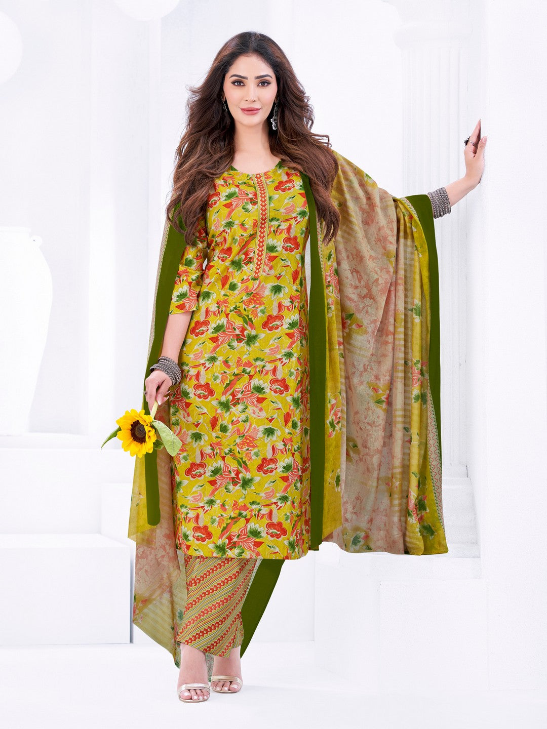 Larqi Women Pure Cotton Yellow 3 Pcs Set