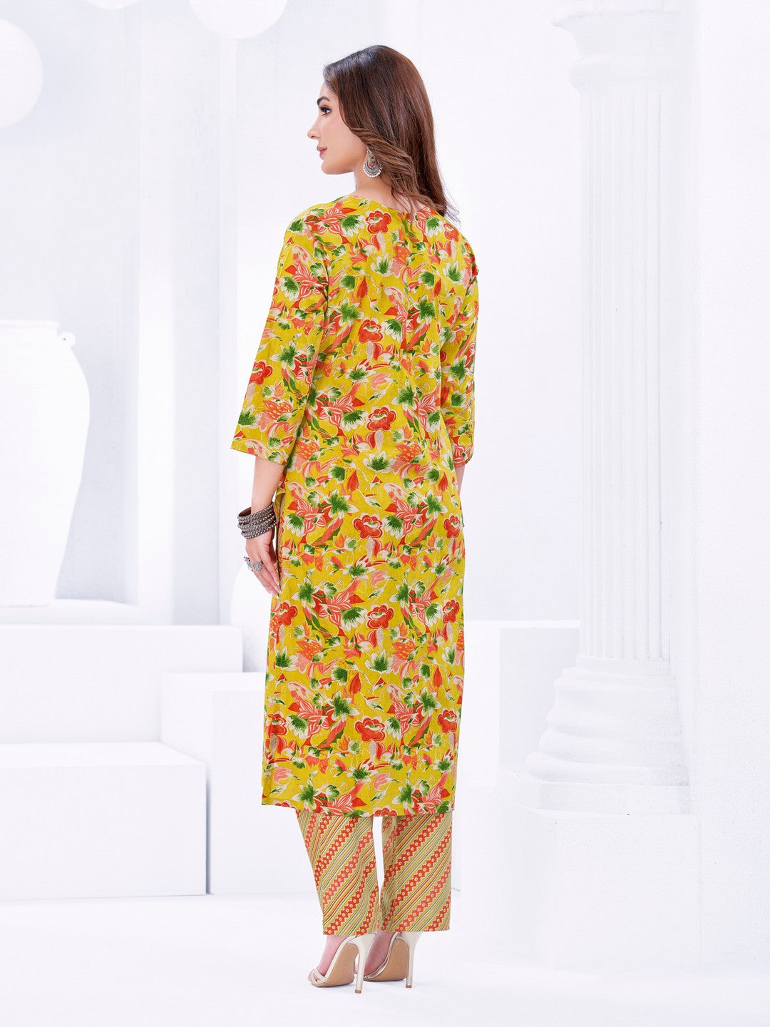 Larqi Women Pure Cotton Yellow 3 Pcs Set