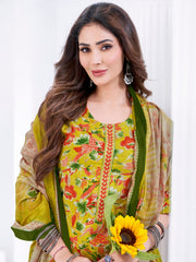 Larqi Women Pure Cotton Yellow 3 Pcs Set
