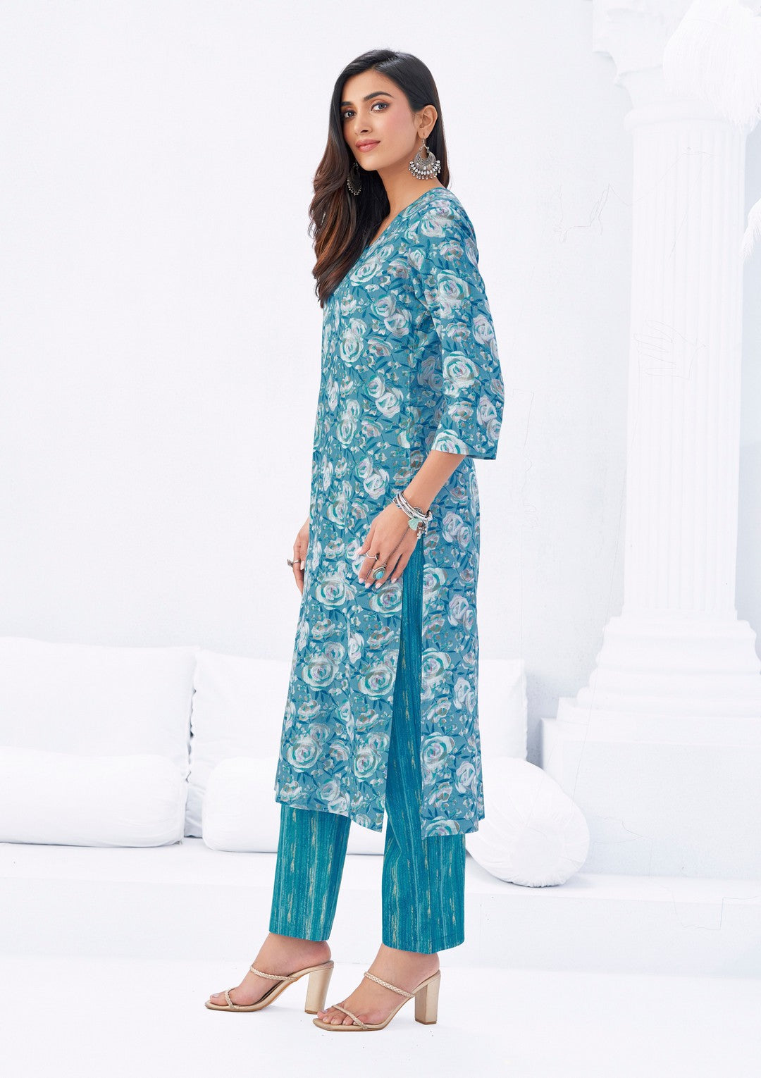 Larqi Women Pure Cotton Blue 3 Pcs Set