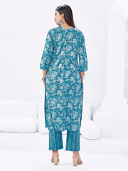 Larqi Women Pure Cotton Blue 3 Pcs Set