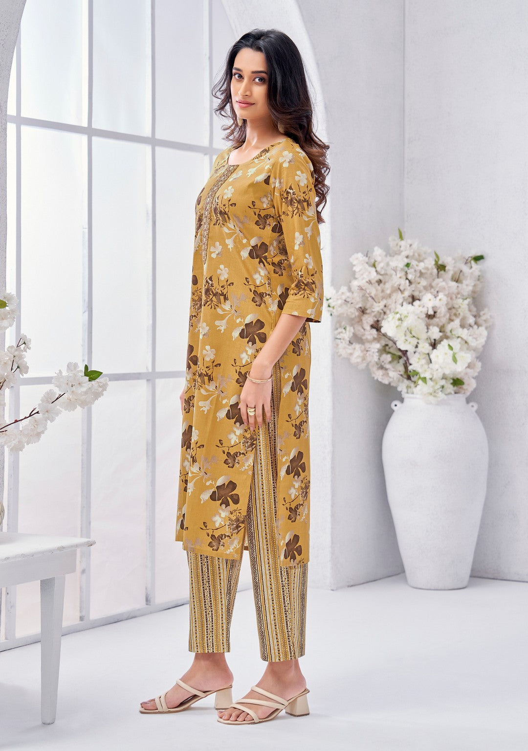 Larqi Women Pure Cotton Yellow 3 Pcs Set