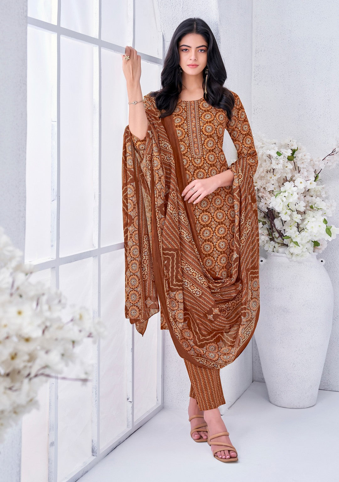 Larqi Women Pure Cotton Rust 3 Pcs Set