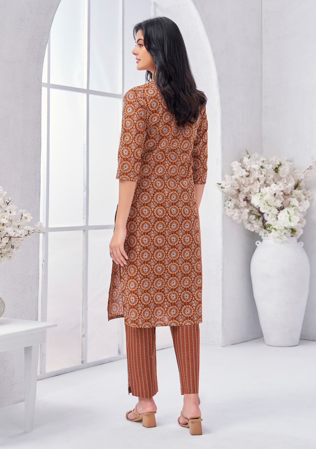 Larqi Women Pure Cotton Rust 3 Pcs Set