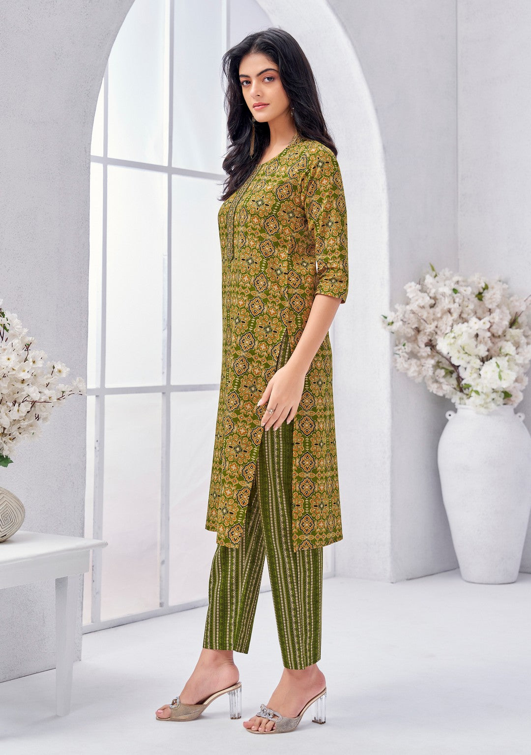 Larqi Women Pure Cotton Green 3 Pcs Set