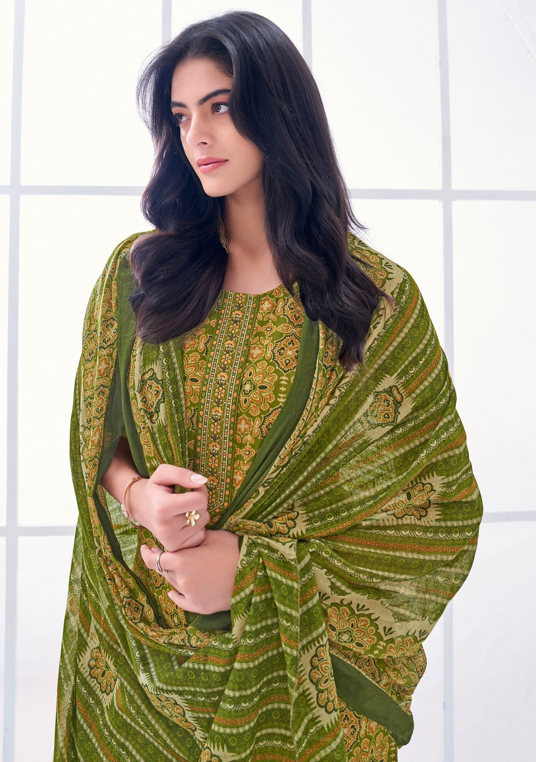 Larqi Women Pure Cotton Green 3 Pcs Set