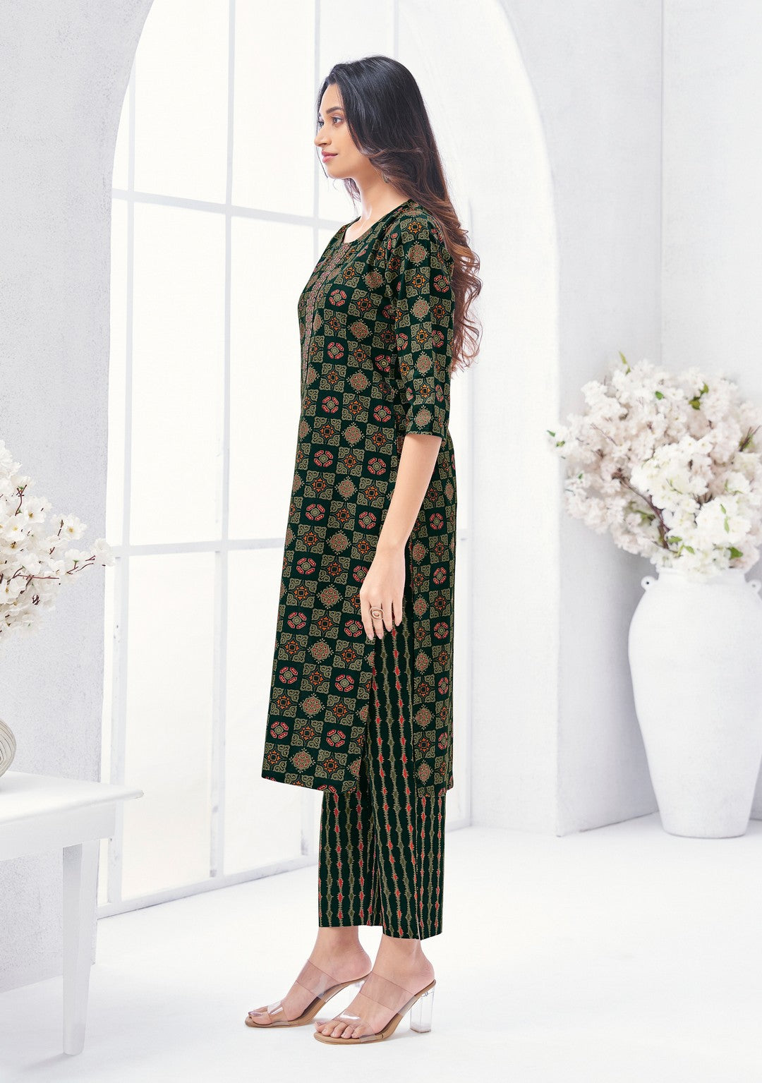 Larqi Women Pure Cotton Green 3 Pcs Set
