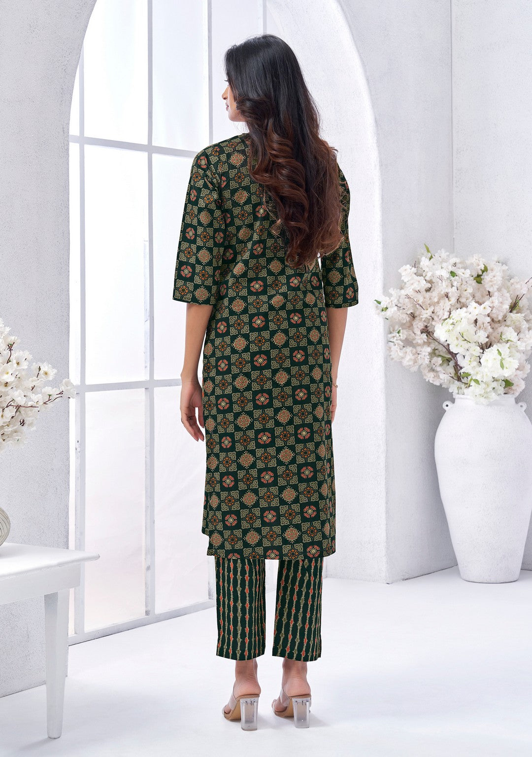 Larqi Women Pure Cotton Green 3 Pcs Set