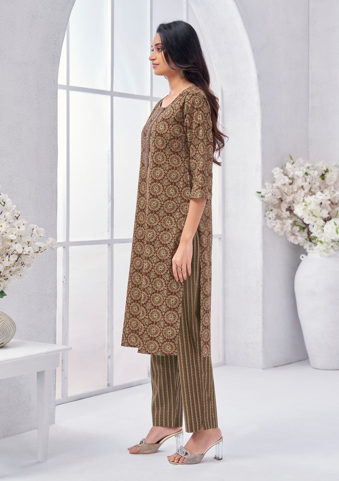 Larqi Women Pure Cotton Brown 3 Pcs Set