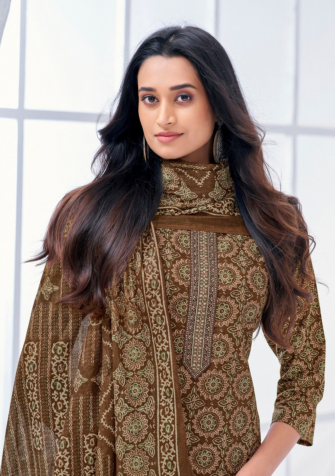 Larqi Women Pure Cotton Brown 3 Pcs Set