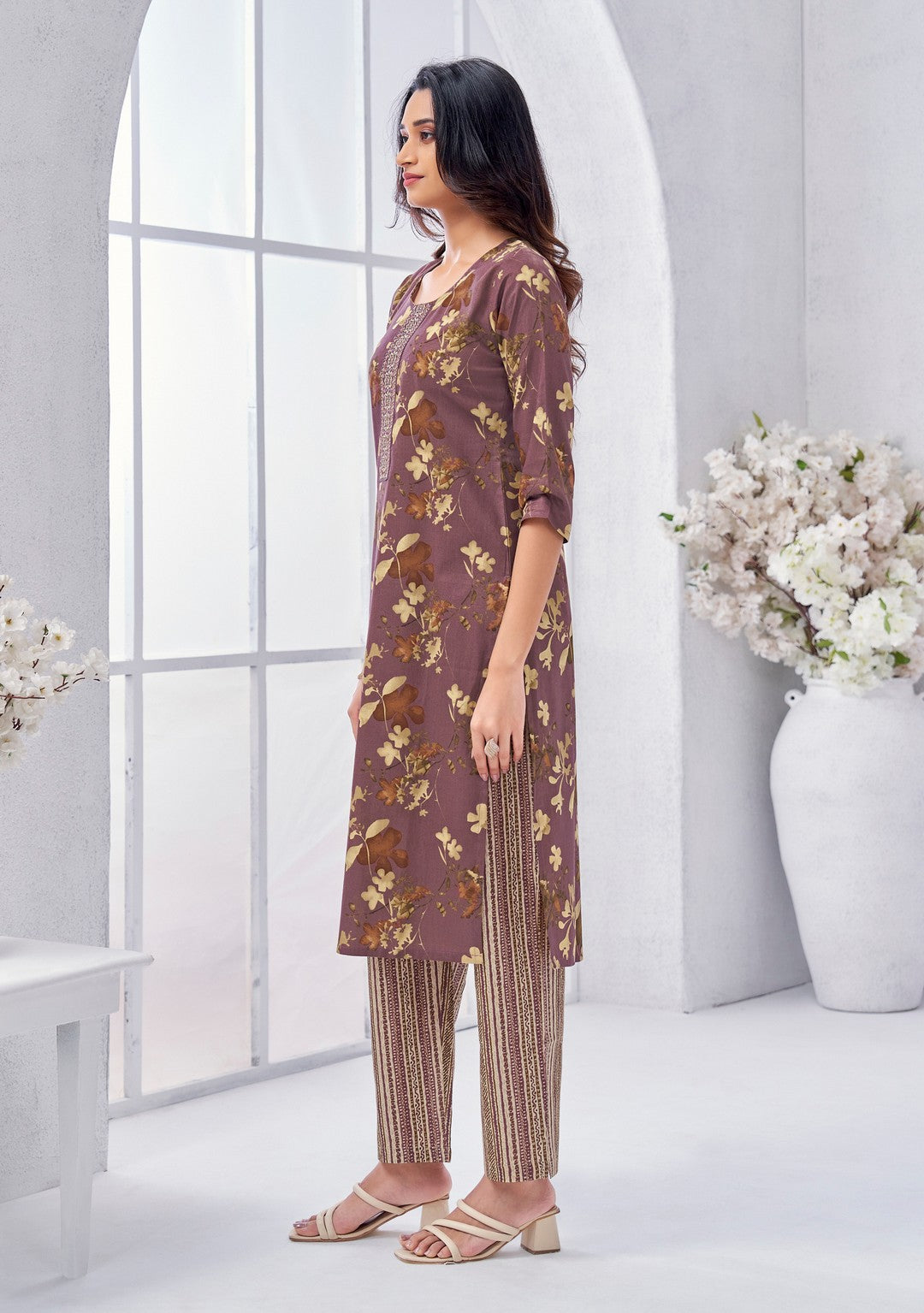Larqi Women Pure Cotton Purple 3 Pcs Set