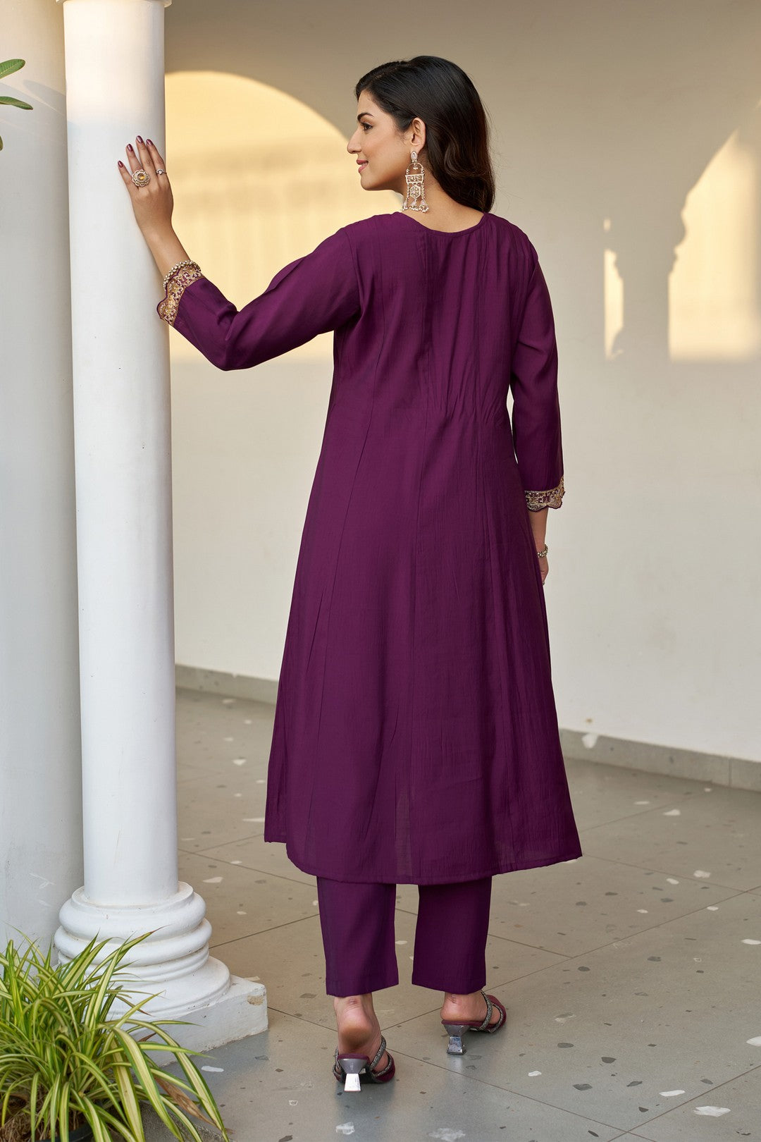 Larqi Women Chanderi Purple 3 Pcs Set