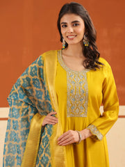 Larqi Women Chanderi Yellow 3 Pcs Set