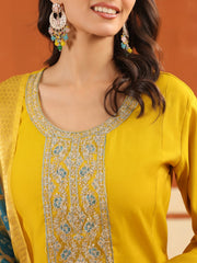 Larqi Women Chanderi Yellow 3 Pcs Set