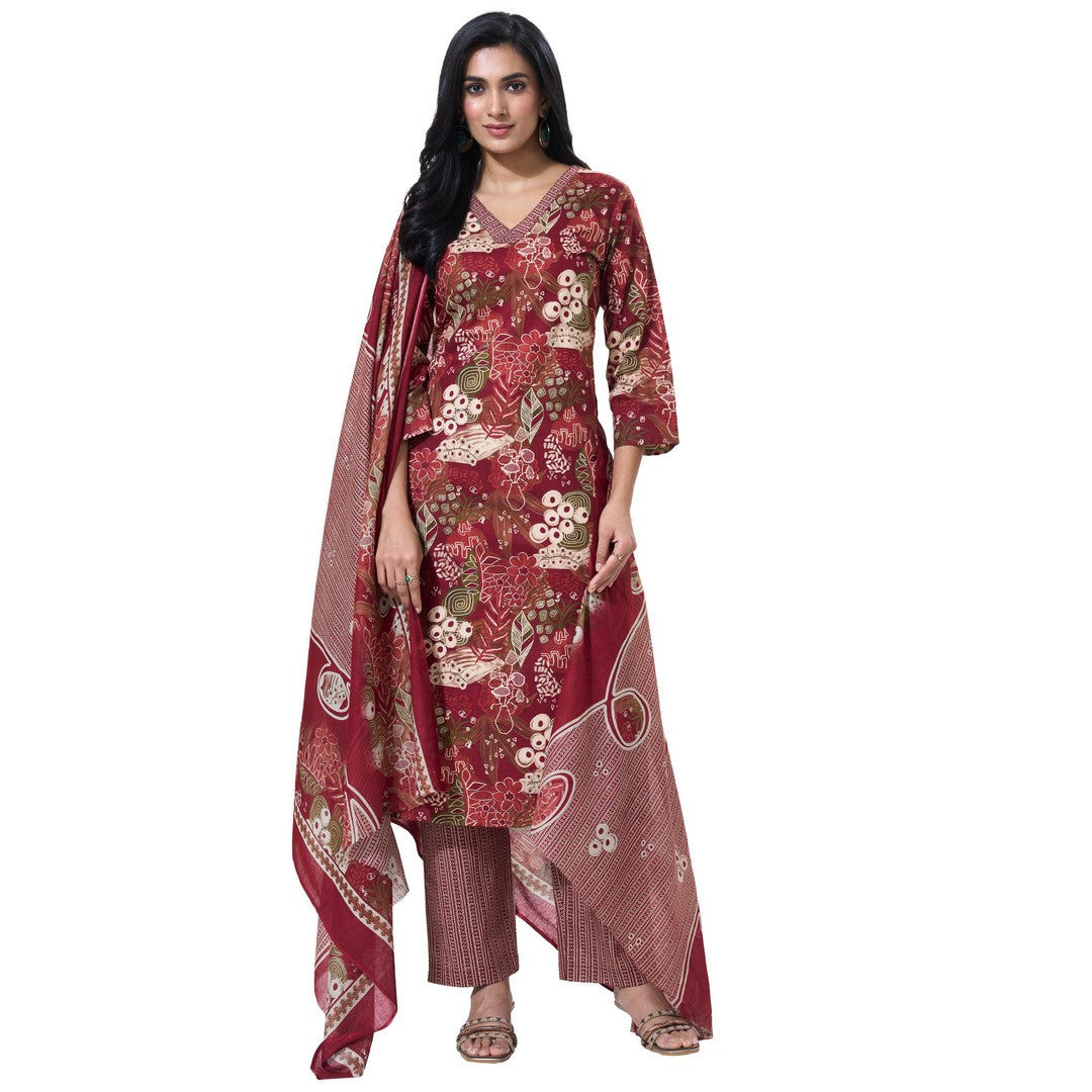 Larqi Women Pure Cotton Rust 3 Pcs Set