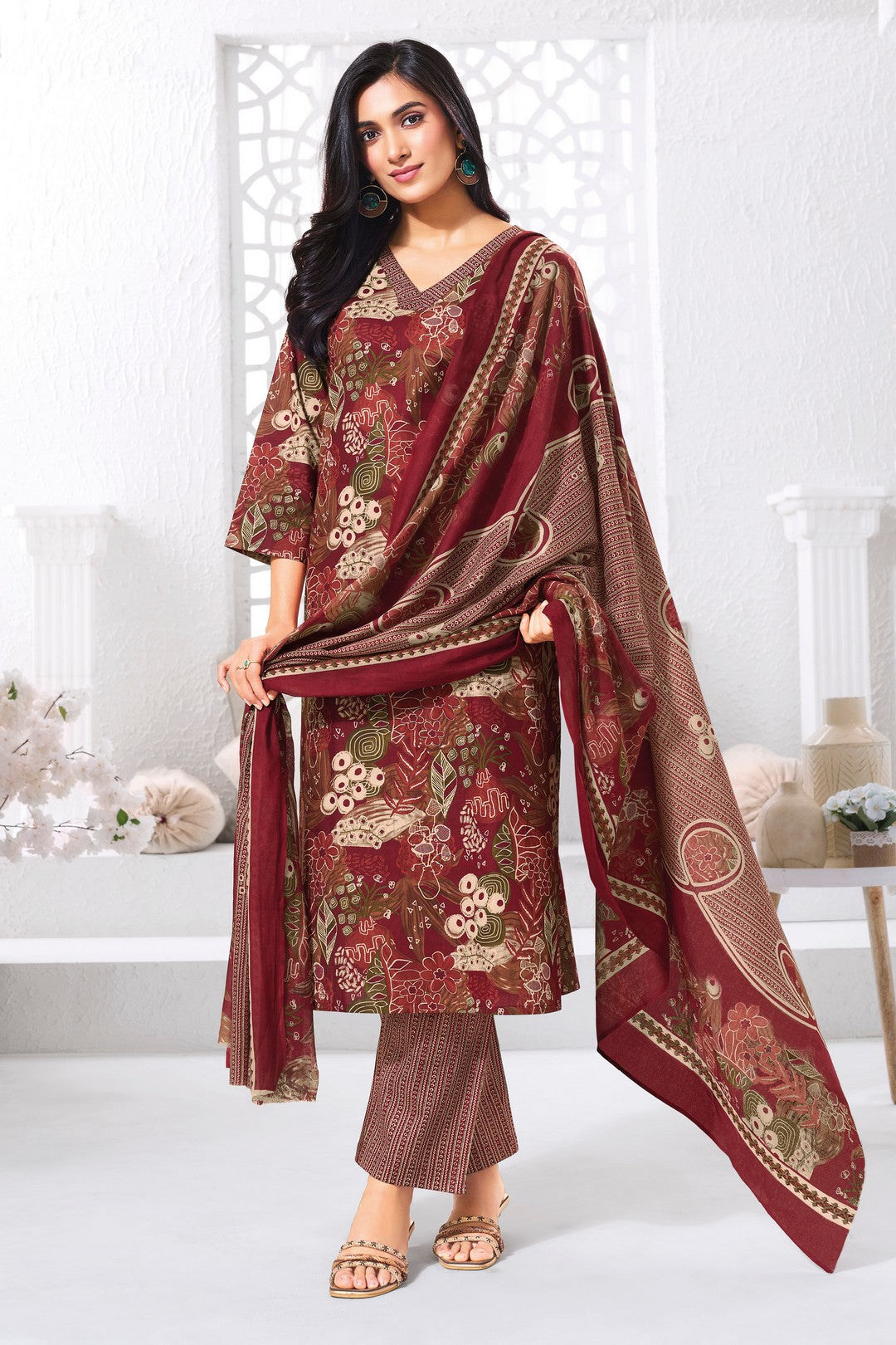 Larqi Women Pure Cotton Rust 3 Pcs Set
