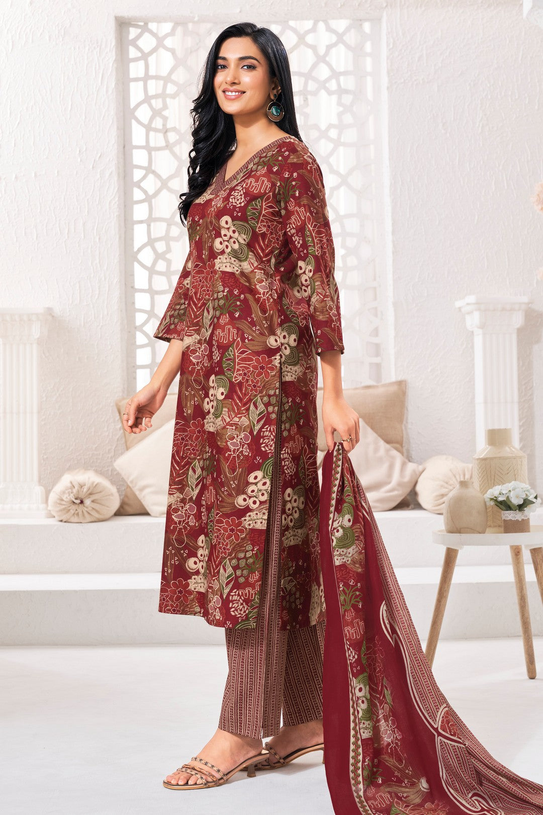 Larqi Women Pure Cotton Rust 3 Pcs Set