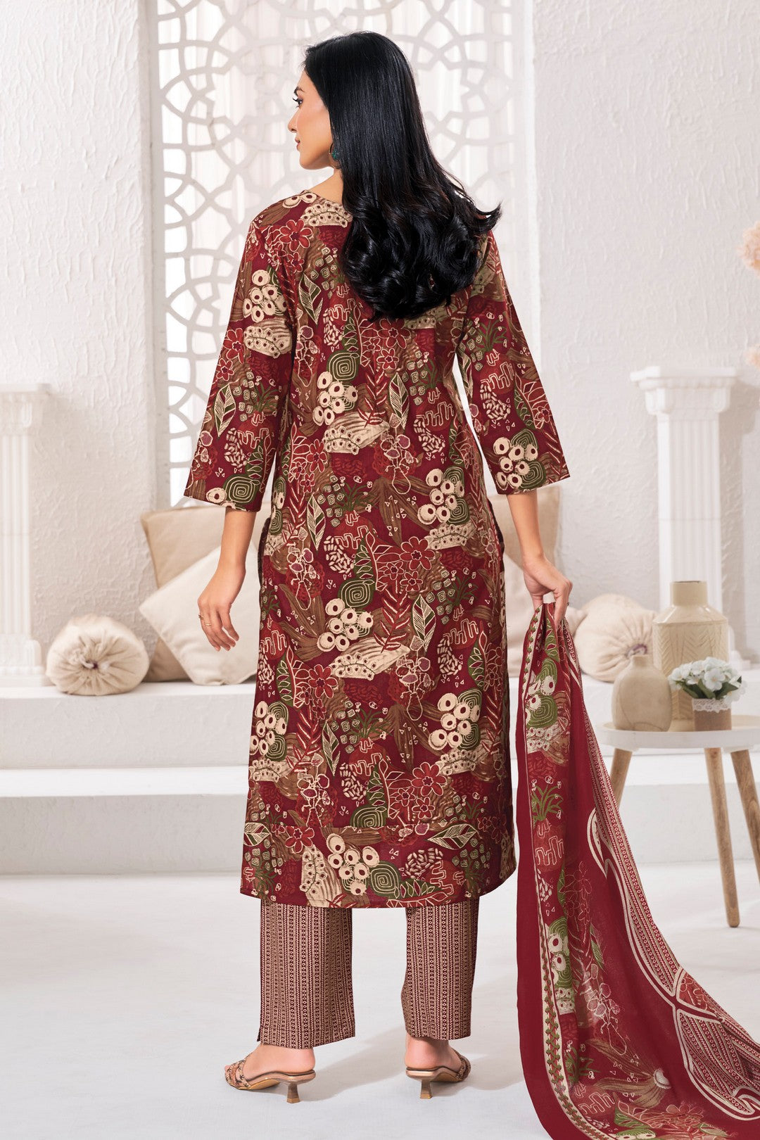 Larqi Women Pure Cotton Rust 3 Pcs Set