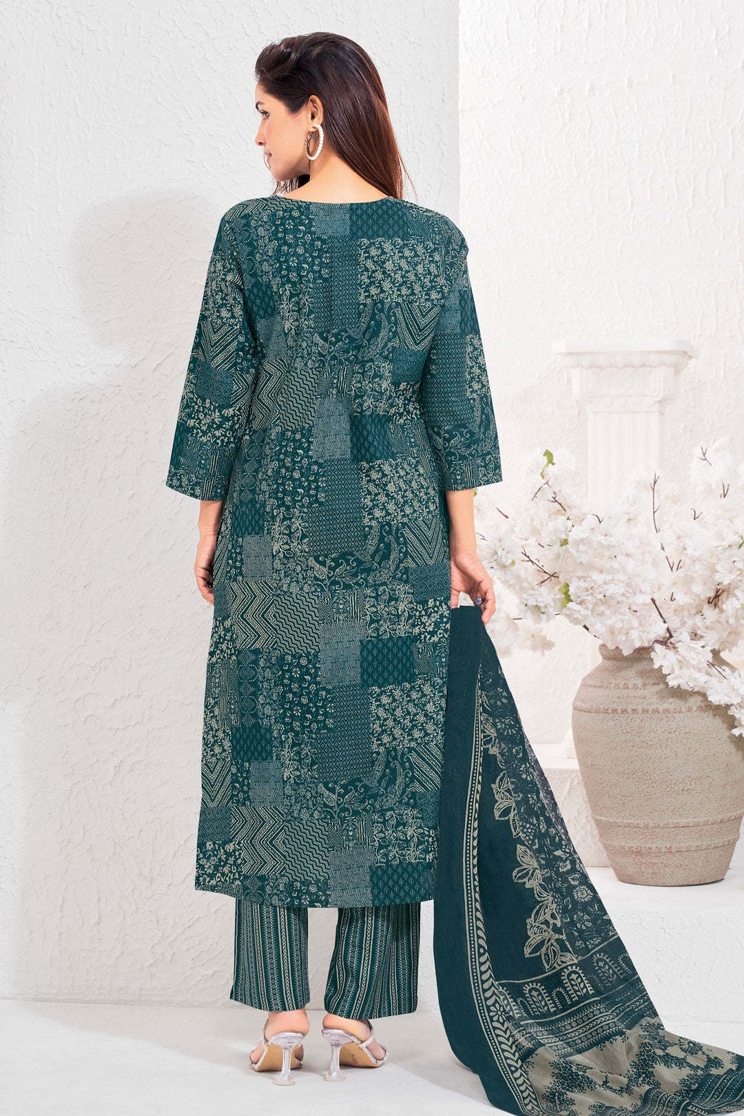 Larqi Women Pure Cotton Teal 3 Pcs Set