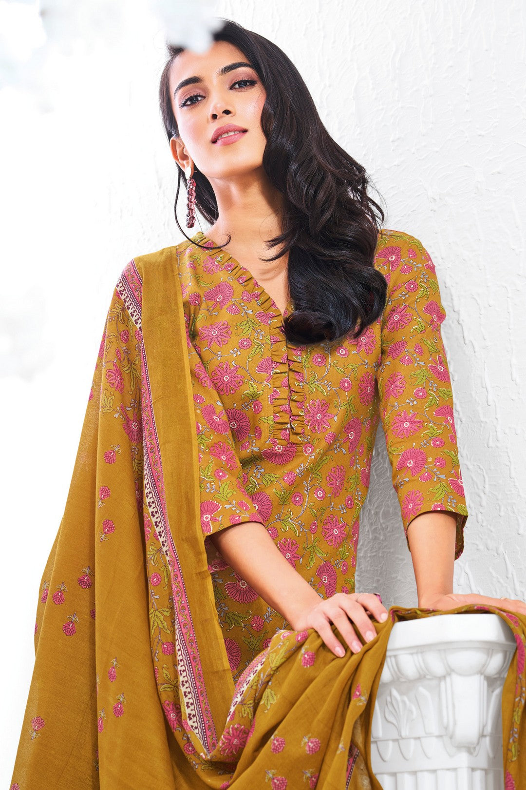 Larqi Women Pure Cotton Mustard 3 Pcs Set