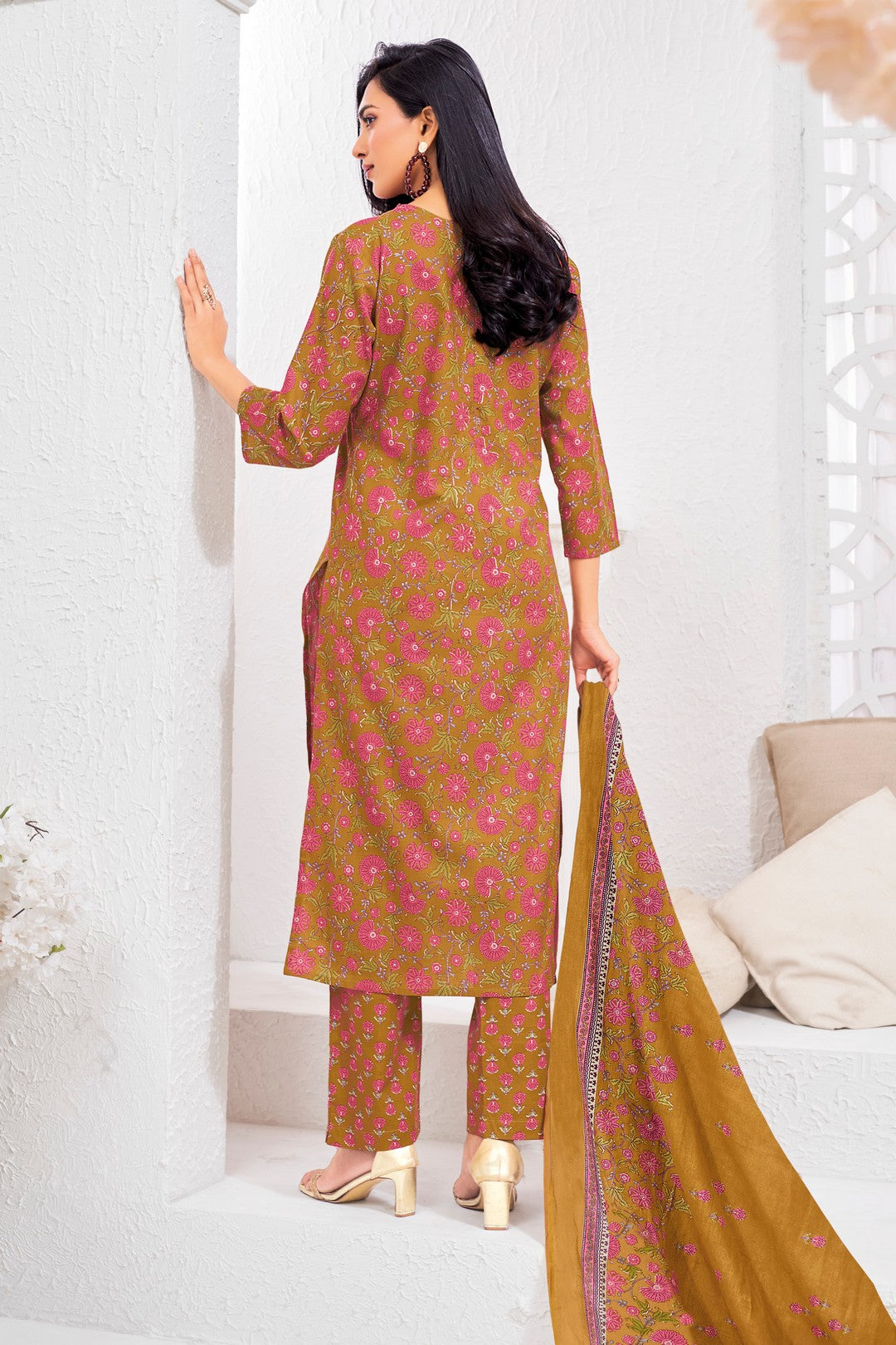 Larqi Women Pure Cotton Mustard 3 Pcs Set