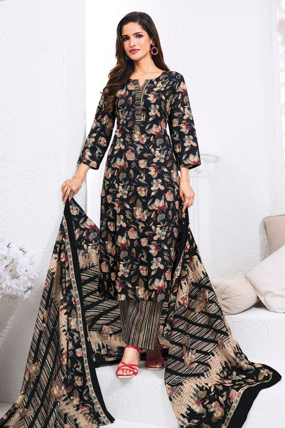 Larqi Women Pure Cotton Black 3 Pcs Set