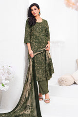 Larqi Women Pure Cotton Olive 3 Pcs Set