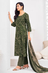Larqi Women Pure Cotton Olive 3 Pcs Set