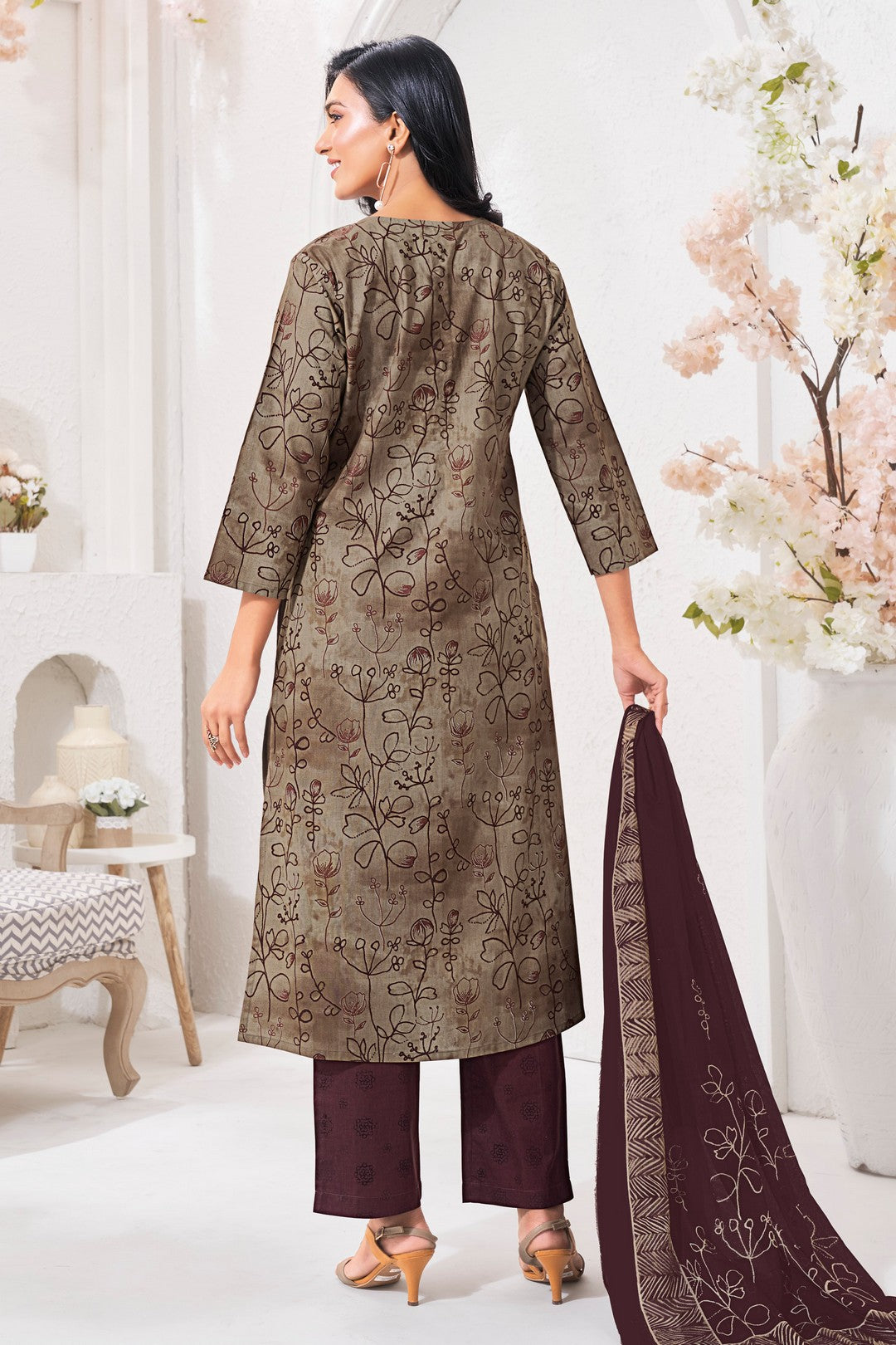 Larqi Women Pure Cotton Beige 3 Pcs Set