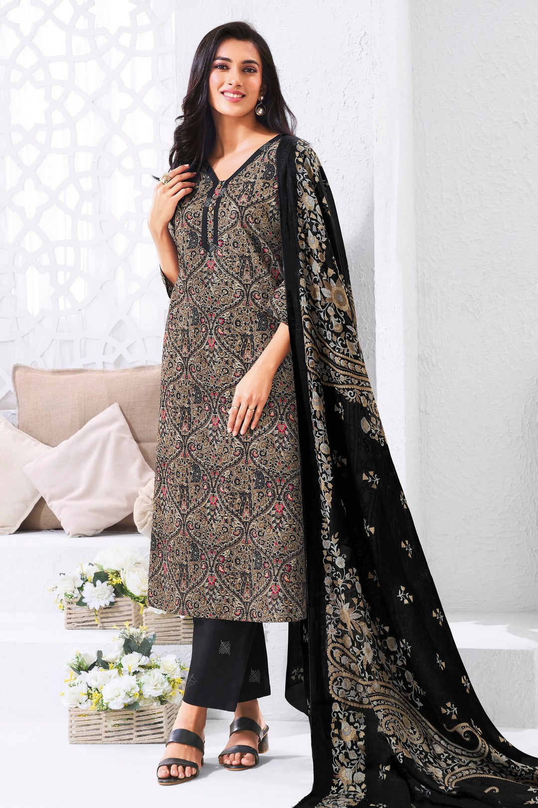 Larqi Women Pure Cotton Grey 3 Pcs Set