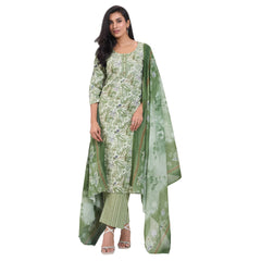 Larqi Women Pure Cotton Green 3 Pcs Set