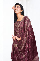 Larqi Women Pure Cotton Burgundy 3 Pcs Set