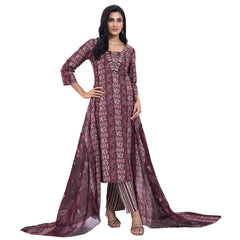 Larqi Women Pure Cotton Burgundy 3 Pcs Set