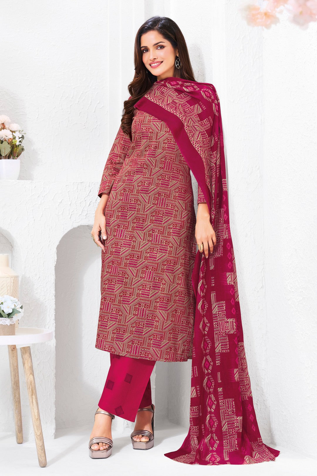 Larqi Women Pure Cotton Pink 3 Pcs Set