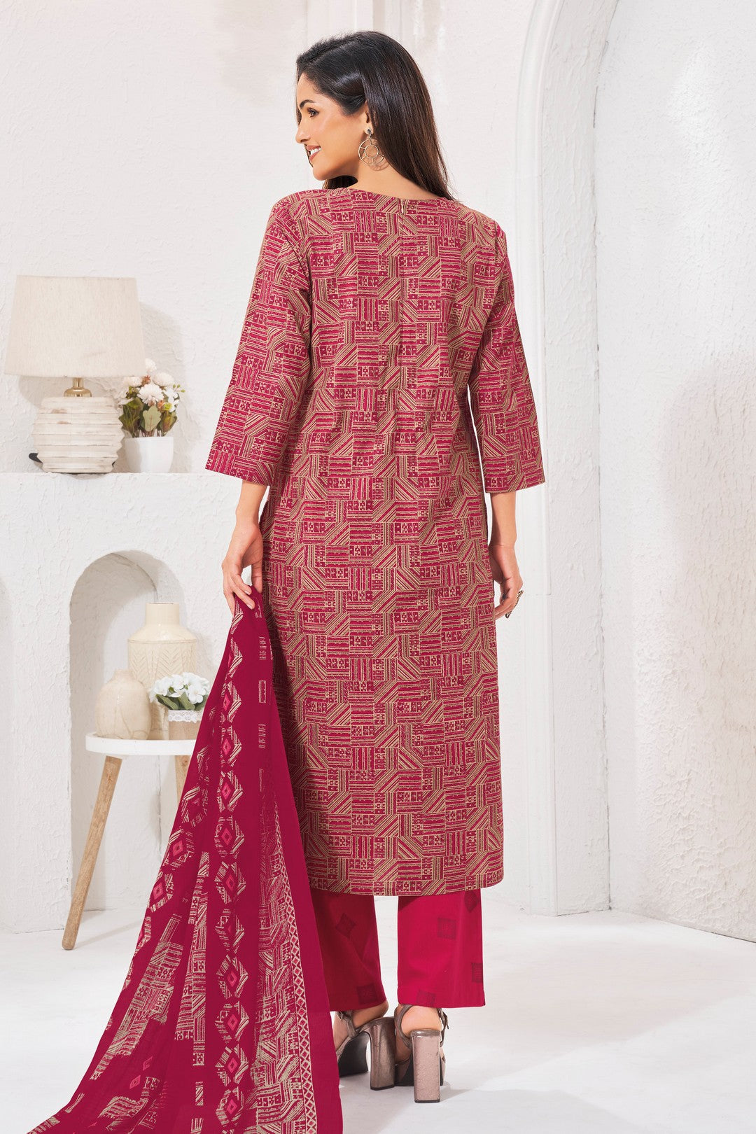 Larqi Women Pure Cotton Pink 3 Pcs Set