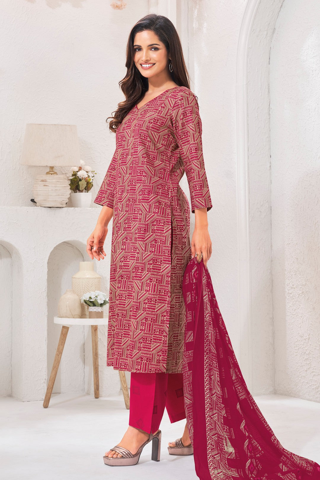 Larqi Women Pure Cotton Pink 3 Pcs Set