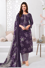Larqi Women Pure Cotton Purple 3 Pcs Set