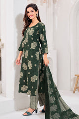 Larqi Women Pure Cotton Green 3 Pcs Set