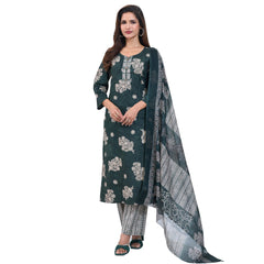 Larqi Women Pure Cotton Green 3 Pcs Set