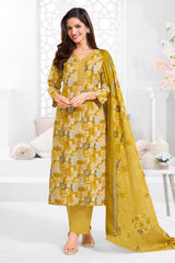 Larqi Women Pure Cotton Yellow 3 Pcs Set