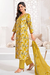 Larqi Women Pure Cotton Yellow 3 Pcs Set