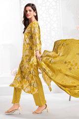 Larqi Women Pure Cotton Yellow 3 Pcs Set