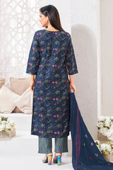Larqi Women Pure Cotton Blue 3 Pcs Set