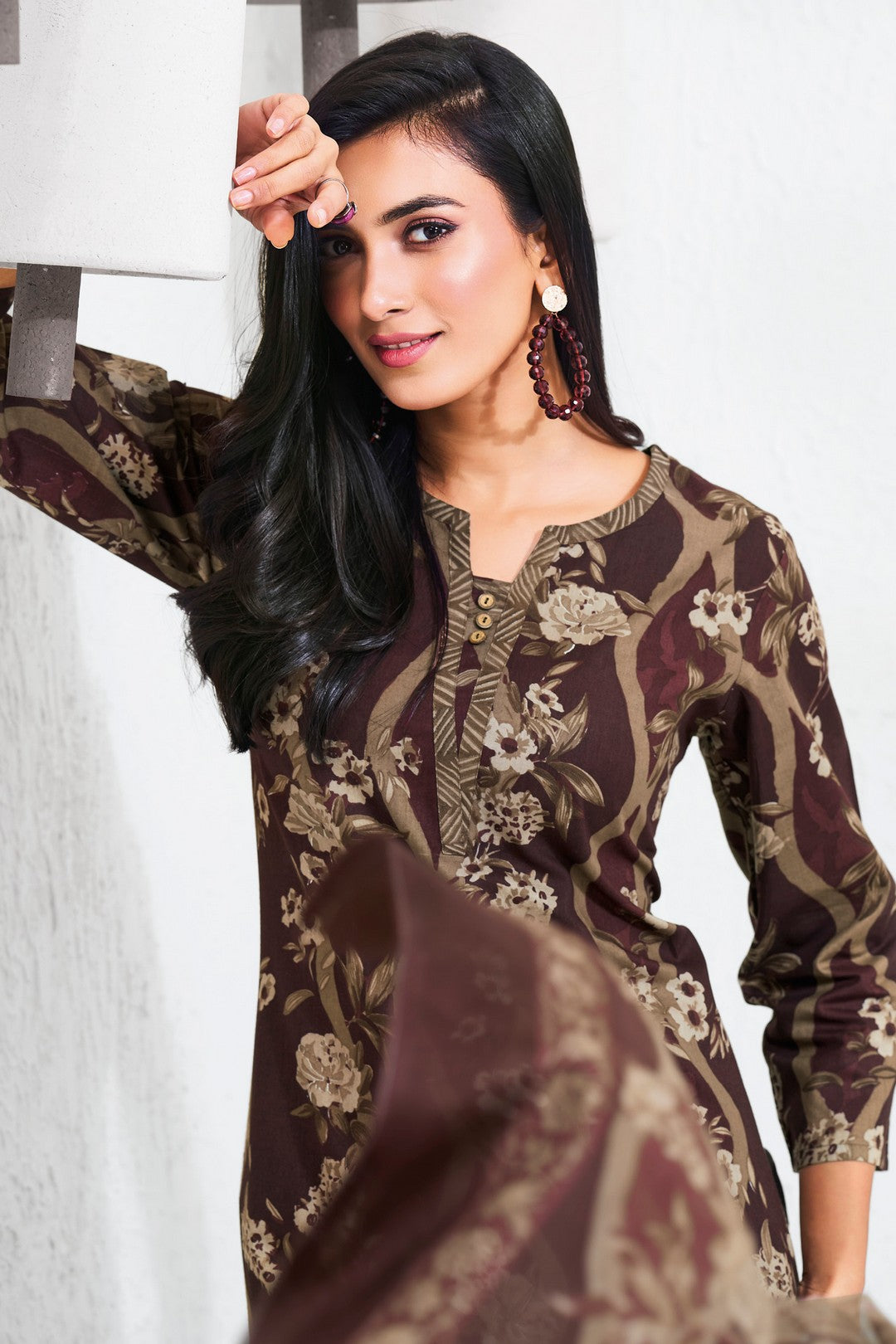 Larqi Women Pure Cotton Brown 3 Pcs Set