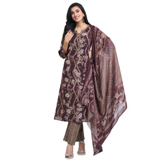 Larqi Women Pure Cotton Brown 3 Pcs Set