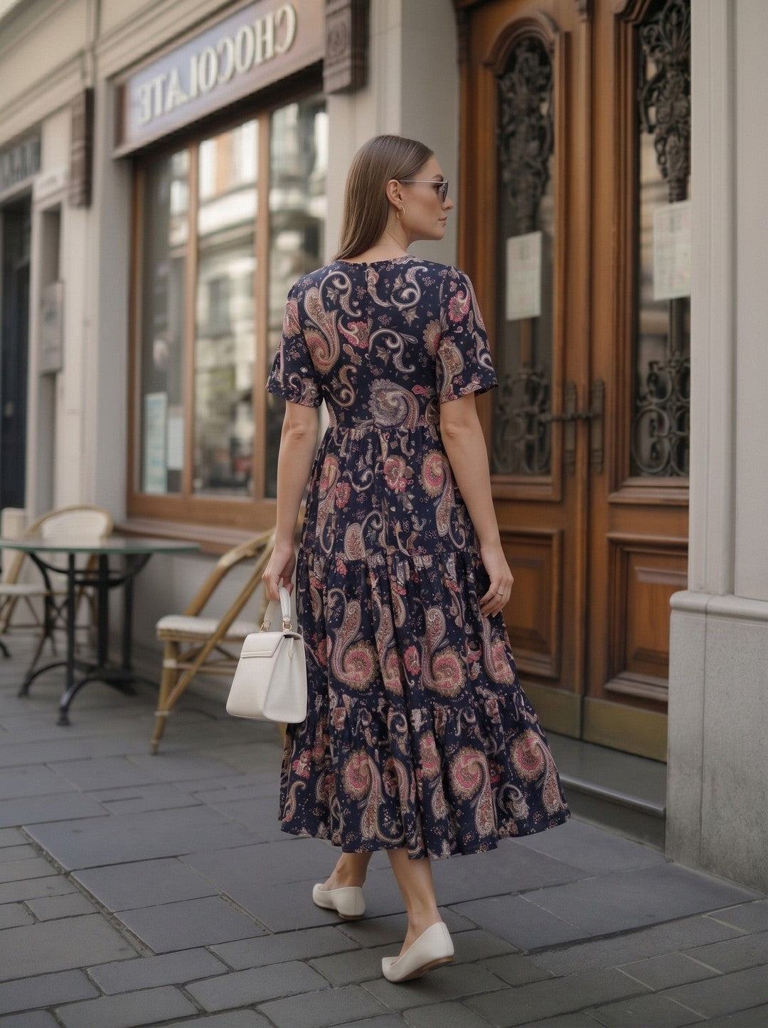 Larqi Women Cotton Floral Blue Dress