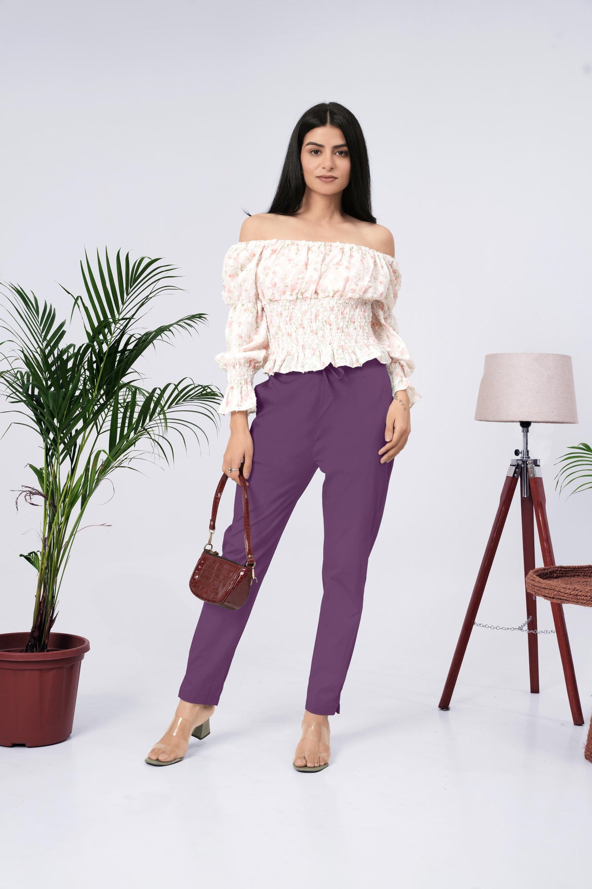 LarQi Rose Wine Stretch Pants